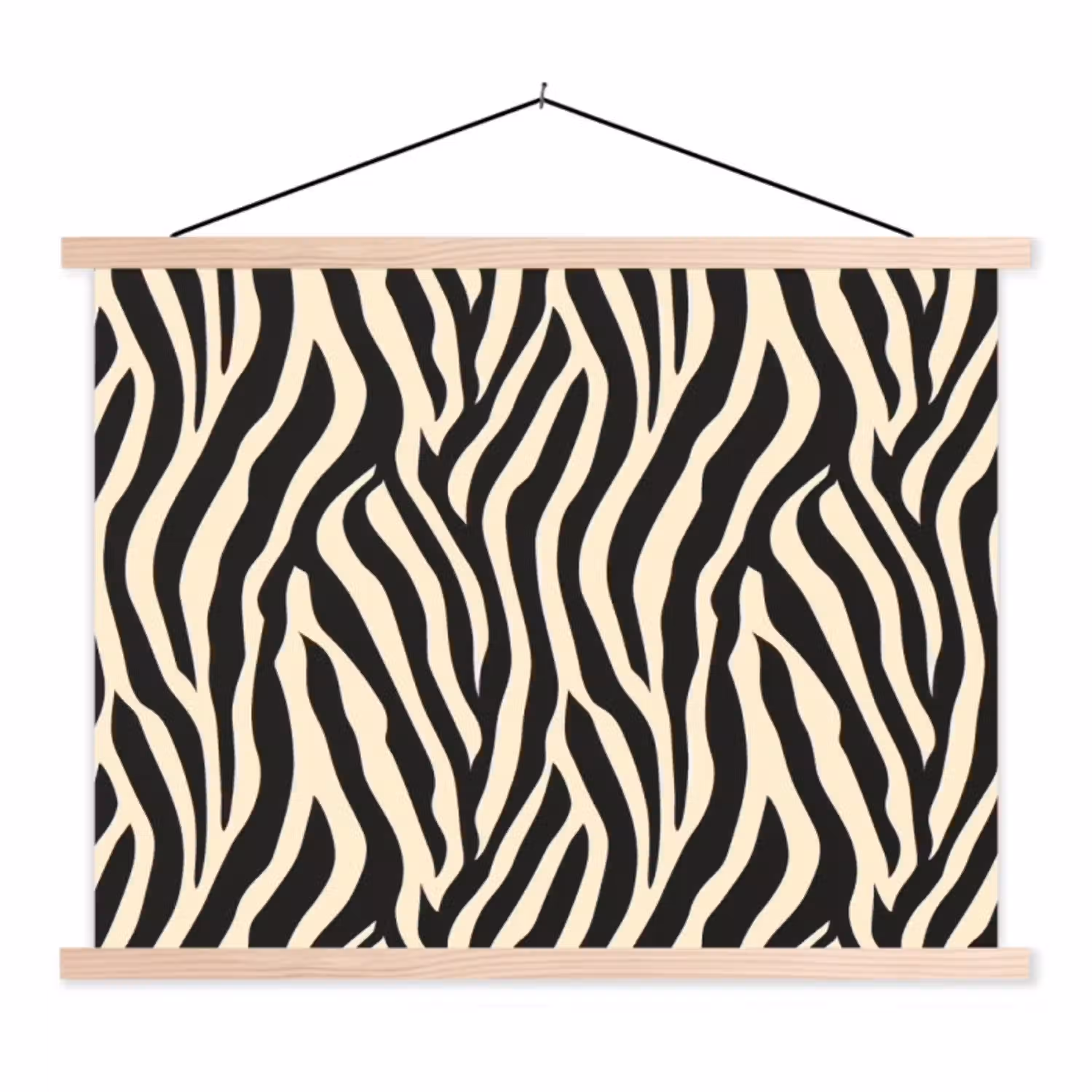 Zebra - Print - Klassiek - Zwart textielposter latten blank klein 122 -3d