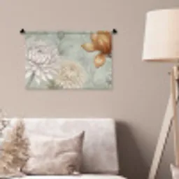 Illustratie - Bloemen - Groen Wandkleed katoen klein -sfeer4