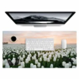 Tulpen - Landschap - Wit Muismat XXL klein -3d