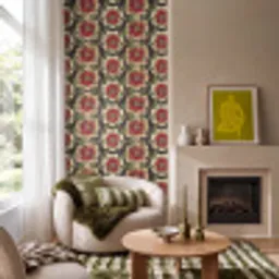 Bloemen - Klassiek - Patroon - Rood Behang Vinyl klein 1060 -sfeer2