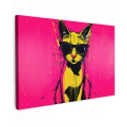 Kat - Art - Zonnebril - Roze Tuinposter op houten frame 2 cm dik klein -3d