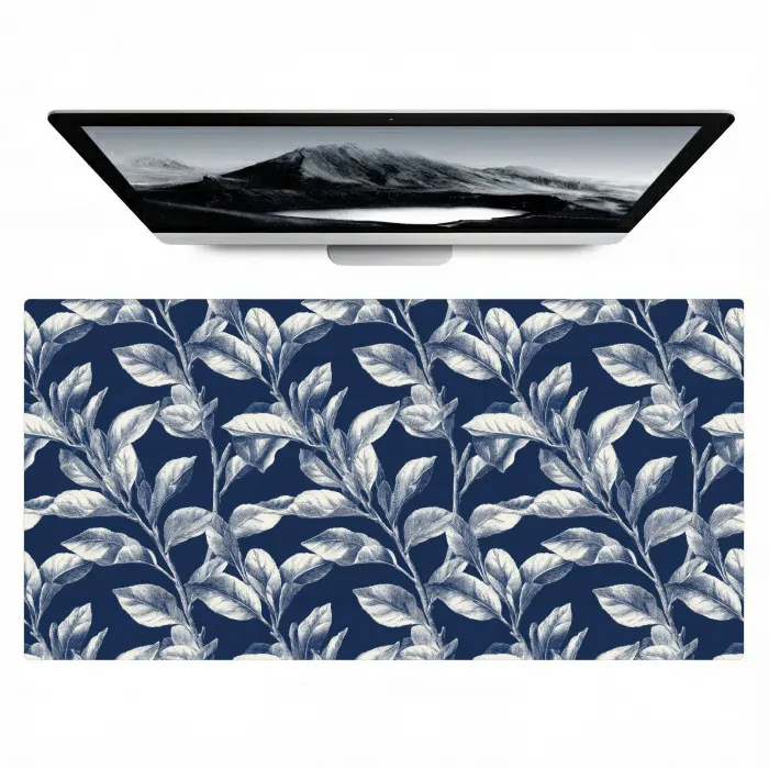 Botanisch - Patroon - Blauw Muismat XXL klein 681 -zzz3d