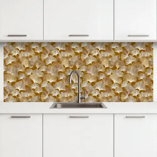 Ginkgo - Bladeren - Goud keuken achterwand 2 middel 871 -3d
