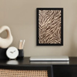 Zebra - Strepen - Bruin fotolijst zwart zonder passe partout klein -sfeer1