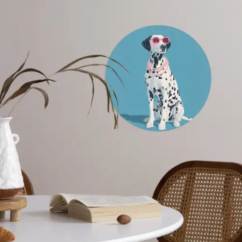 Dalmatiër - Zonnebril - Blauw Wandcirkel behangsticker klein -sfeer3