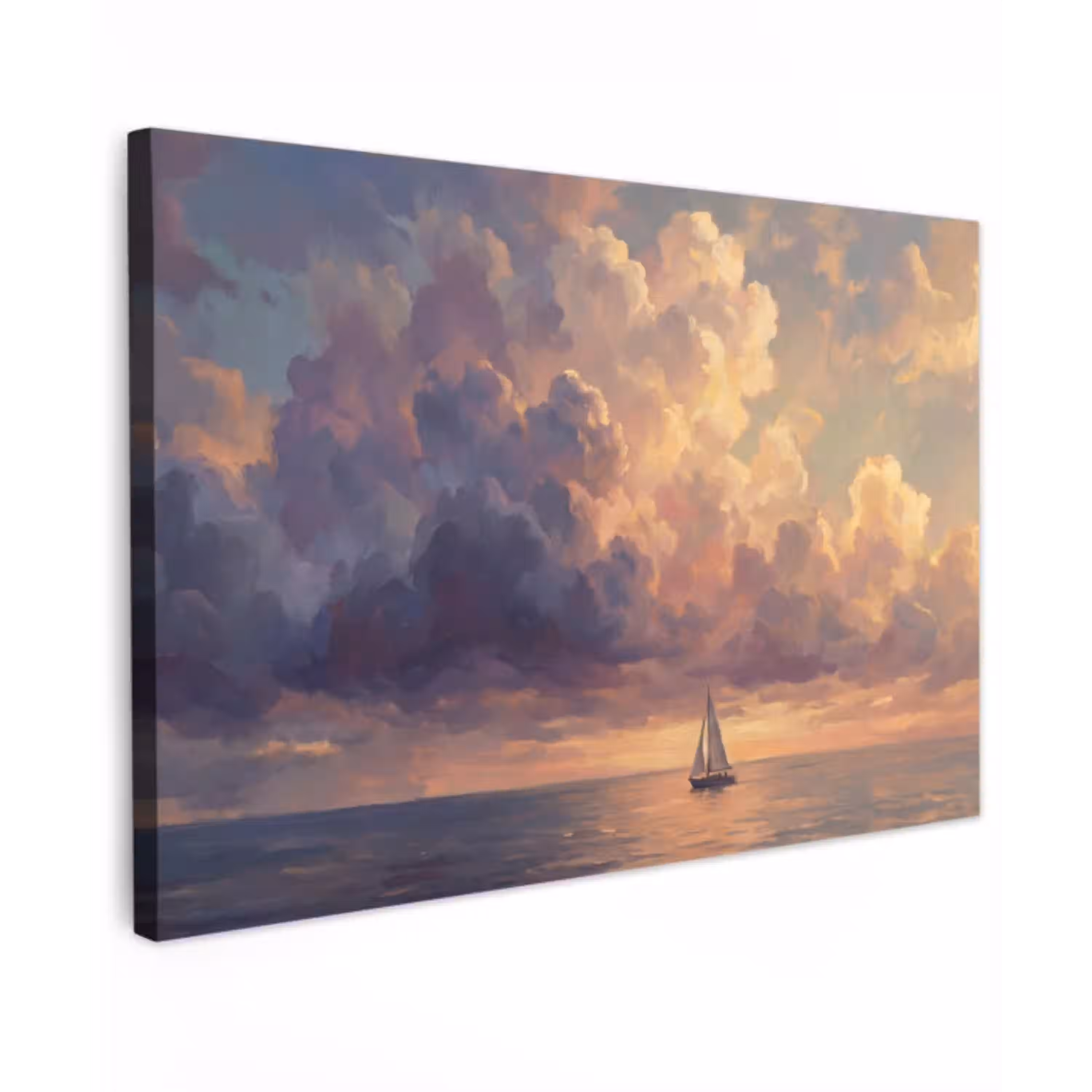 Boot - Zonsondergang - Zee - Natuur - Goud canvas 2cm klein -z3d
