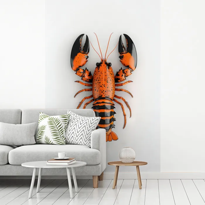 Kreeft - Zwart - Oranje - Wit - Uniek fotobehang vinyl groot -woonkamer