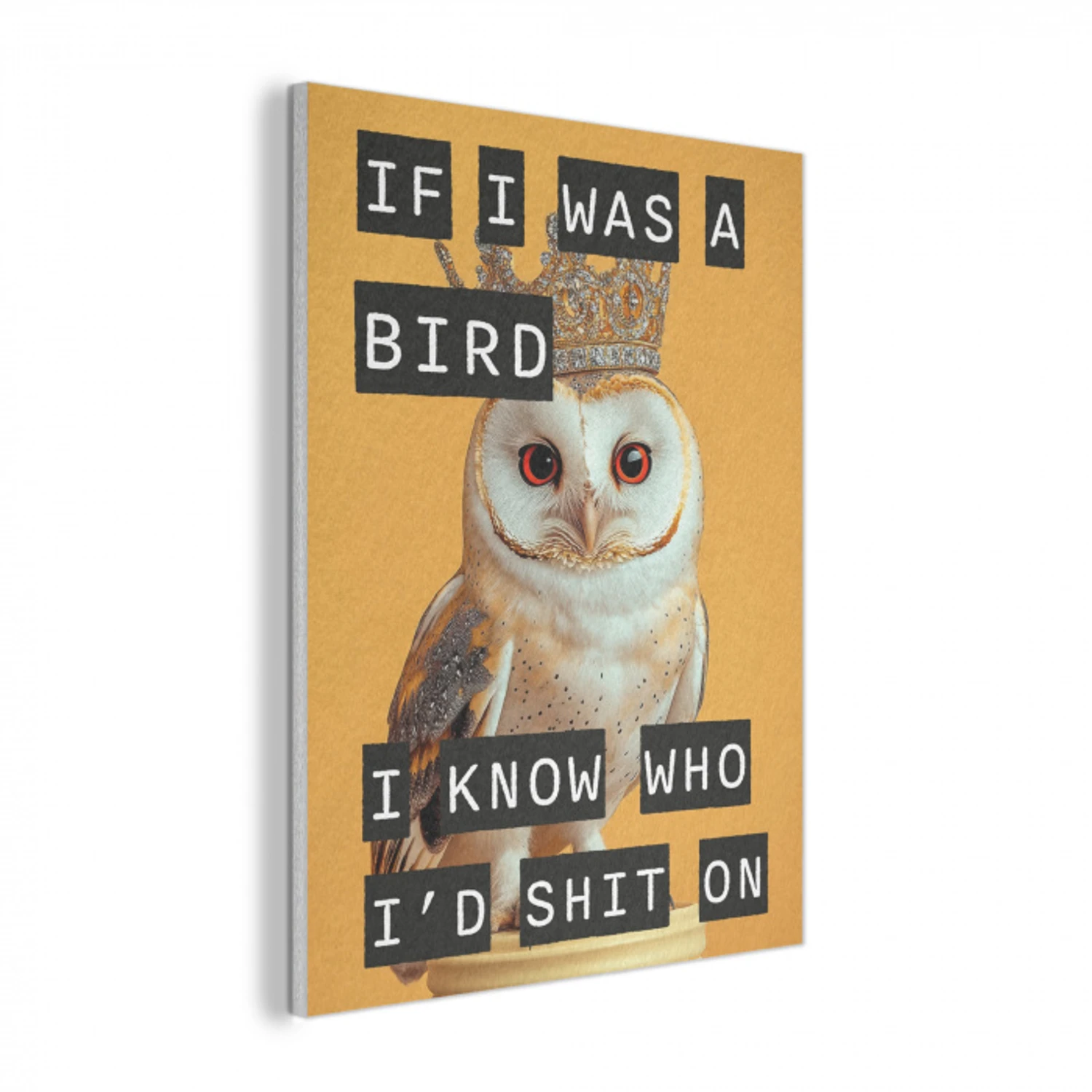 Geel - Uil - Vogel - Decoratie PET vilt klein -3d