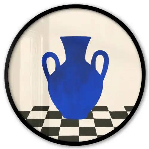 Vaas - Blauw - Geblokt - Modern Fotolijst rond zonder passe partout klein -3d