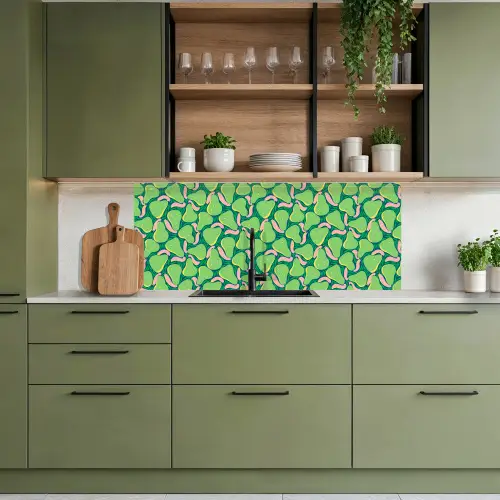 Peren - Groen - Roze keuken achterwand 2 middel 871 -sfeer3