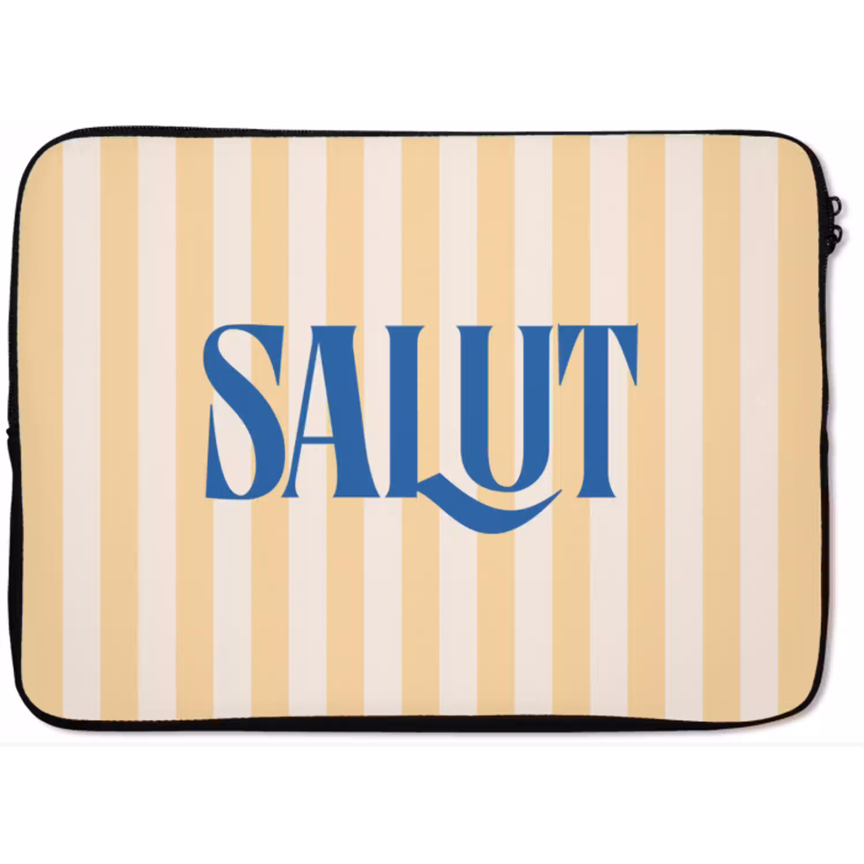 Salut - Quote - Strepen - Geel - Blauw - Wit laptophoes neopreen klein -zkaufland3dotto