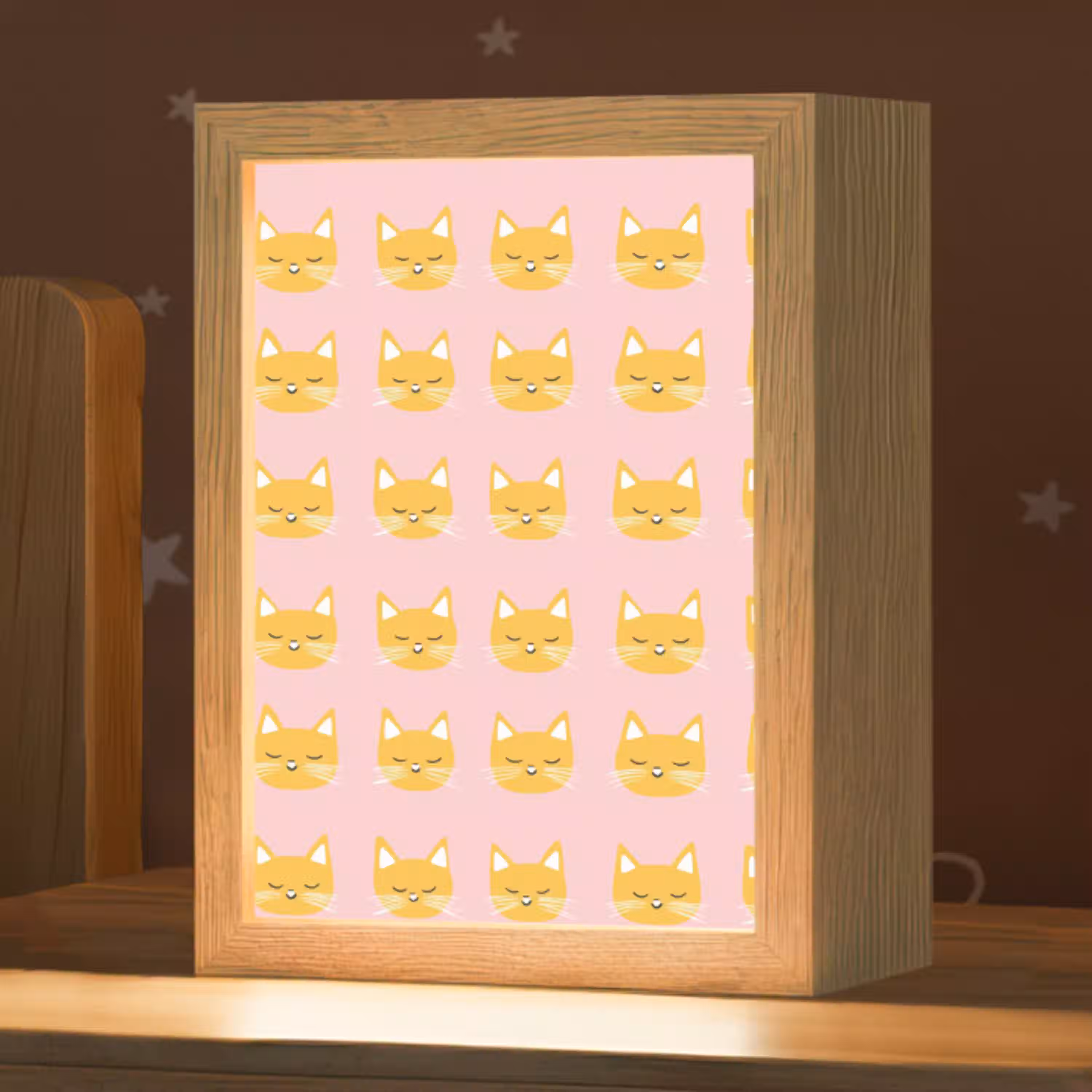 Katten - Patroon - Roze Light Box met kabel (Kinderlampje) klein 904 -zzz_3d_website