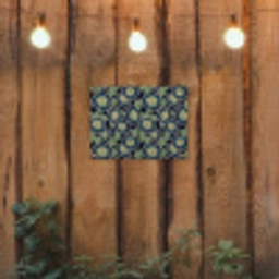 Bloemen - Borduurwerk - Patroon - Blauw - Groen tuinposter los doek klein 239 -sfeer1