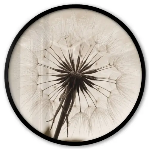 Paardenbloem - Minimalistisch - Wit Fotolijst rond zonder passe partout klein -3d