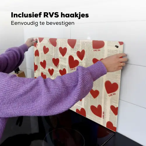 Hartjes - Krant - Loveyou Inductie beschemer met haakjes klein -ky-ophangen-nl