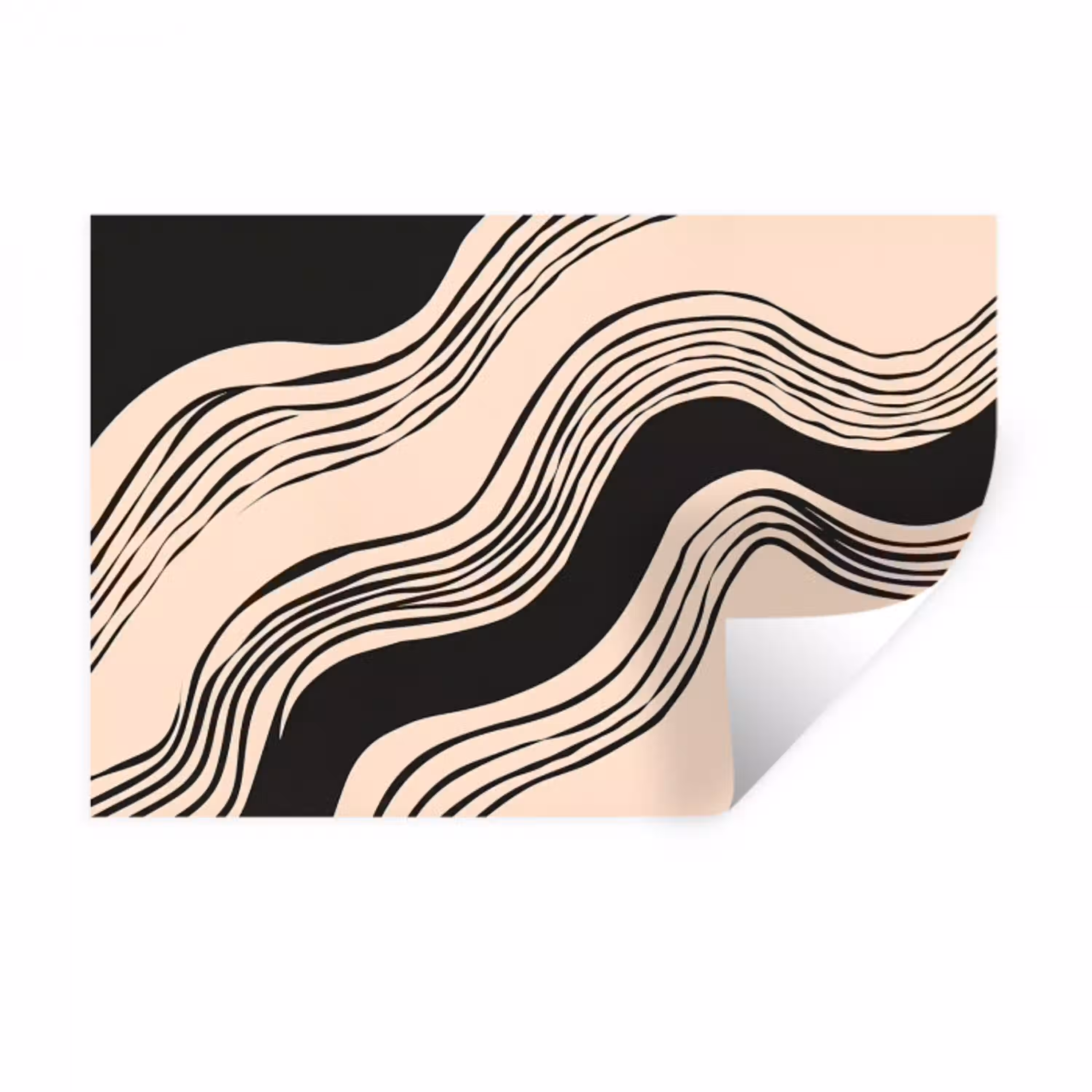 Golven - Zwart - Zandkleur Muursticker klein -3d