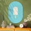 Ijsje - Stokje - Sprinkles - Lichtblauw Wandcirkel Ovaal Glas middel -sfeer2