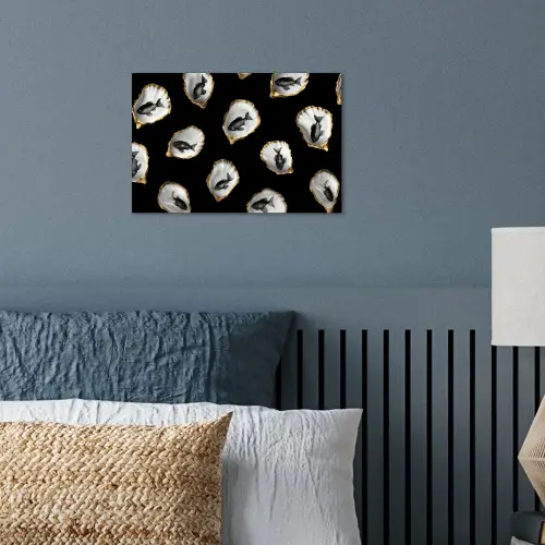 Oesters - Zwart - Vissen - Goud poster papier klein -sfeer2