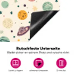 Planeten - Retro - Kleurrijk Inductie beschermer vinyl 3mm klein 276 -zzzzzzz-lf-onderkant
