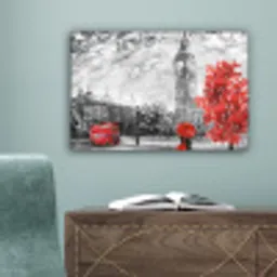 Schilderij - Big Ben - Rood - Paraplu canvas 2cm klein -sfeer4