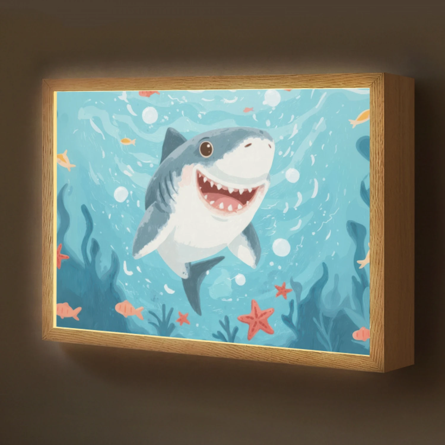 Haai - Vissen - Blauw - Onderwater Light Box met batterij (Wandlamp kind) middel -z3d_website