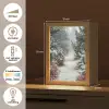 Bos - Winter - Bomen - Natuur - Pad - Sneeuw Light Box met kabel (Tafellamp) klein -USP_NL