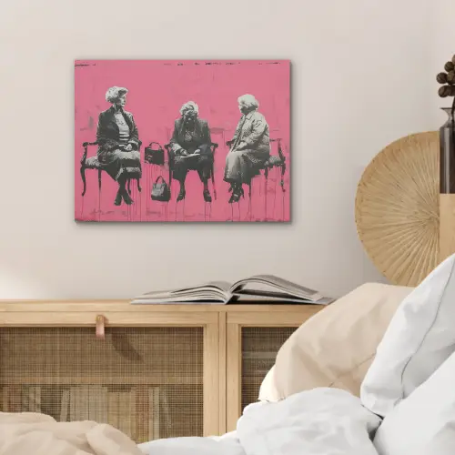 Graffiti - Vintage - Zwart - Street art - Roze - Banksy PET vilt klein -sfeer3
