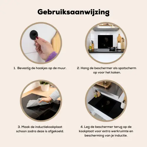 Bol - Gedroogd - Vaas - Zwart Inductie beschemer met haakjes middel -ky-gebruik-nl