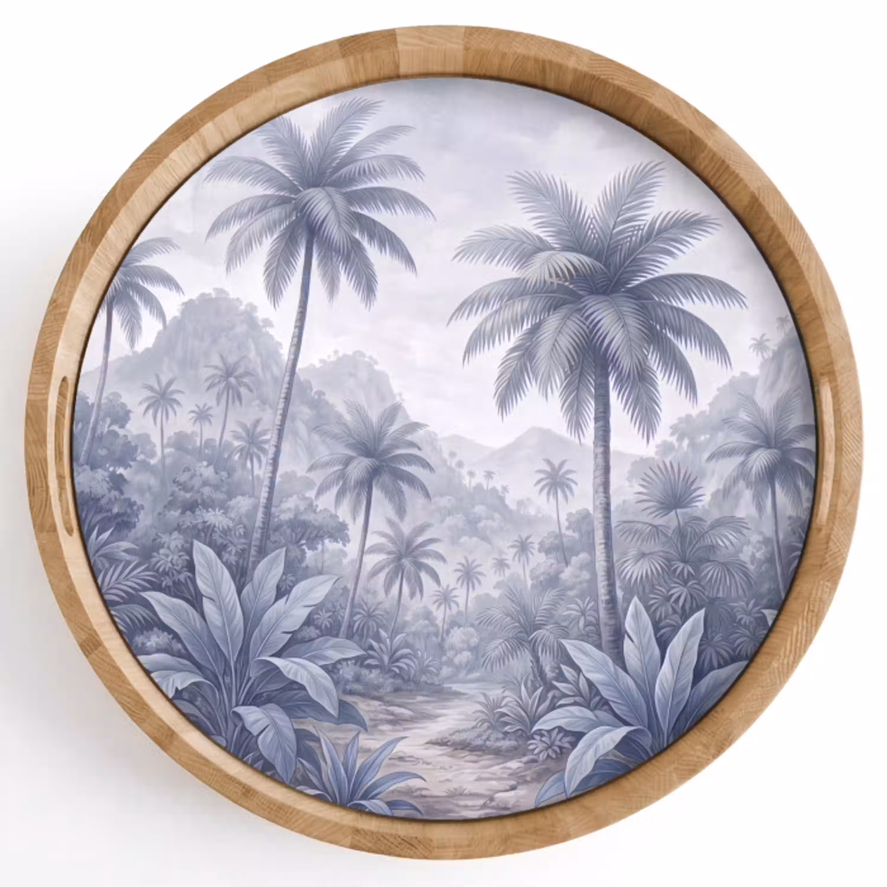 Natuur - Boom - Tropisch - Landschap - Blauw Dienblad Rond middel -z3d_shopping