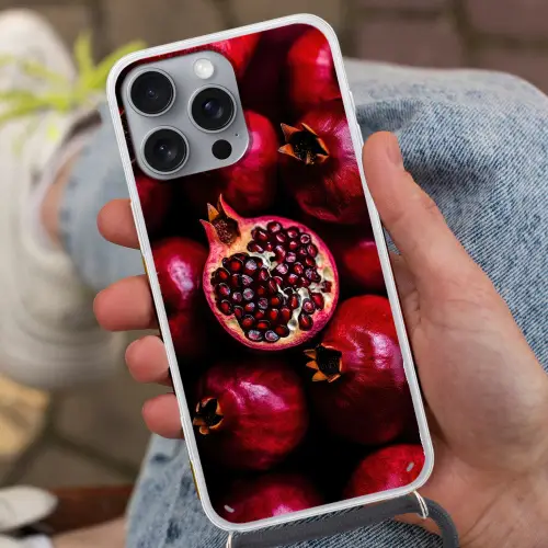 Granaatappel - Rood - Fruit Hoesje iPhone 16 Pro Max met koord klein -sfeer3