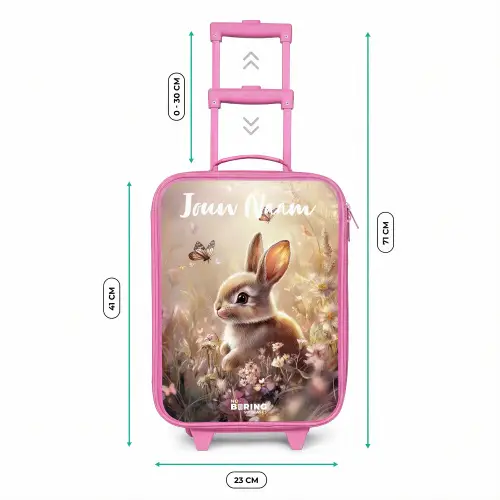 Konijntje - Bruin - Bloemen - Vlinders Kinderkoffer - Roze klein -productfoto_formaten