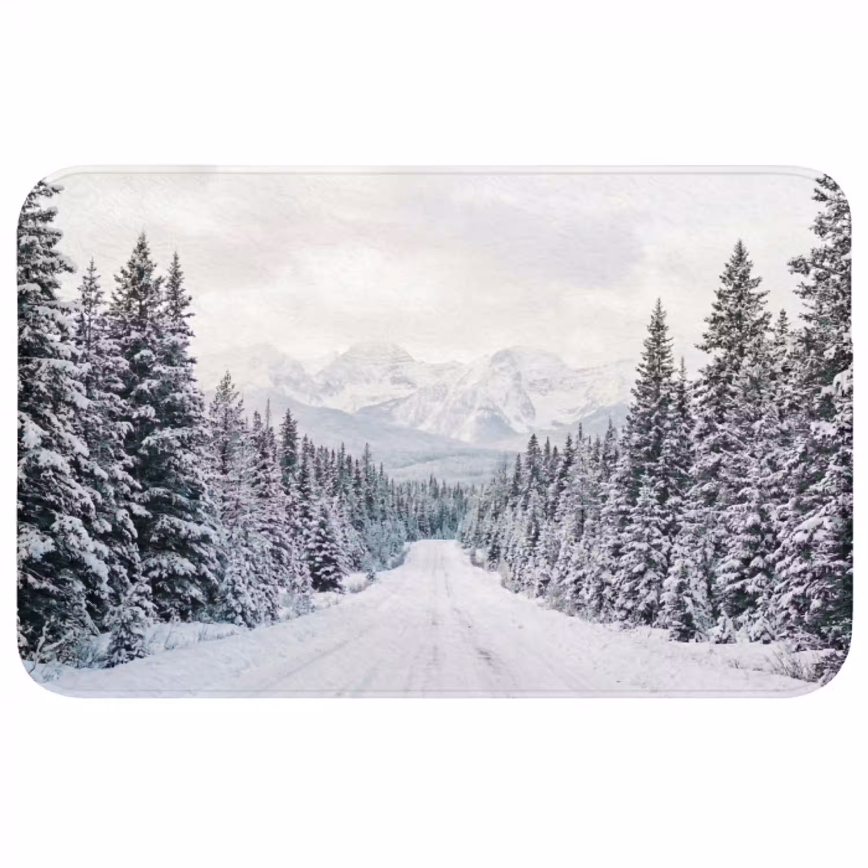 Weg - Sneeuw - Naaldbos - Winter - Avontuurlijk Badmat middel -3d