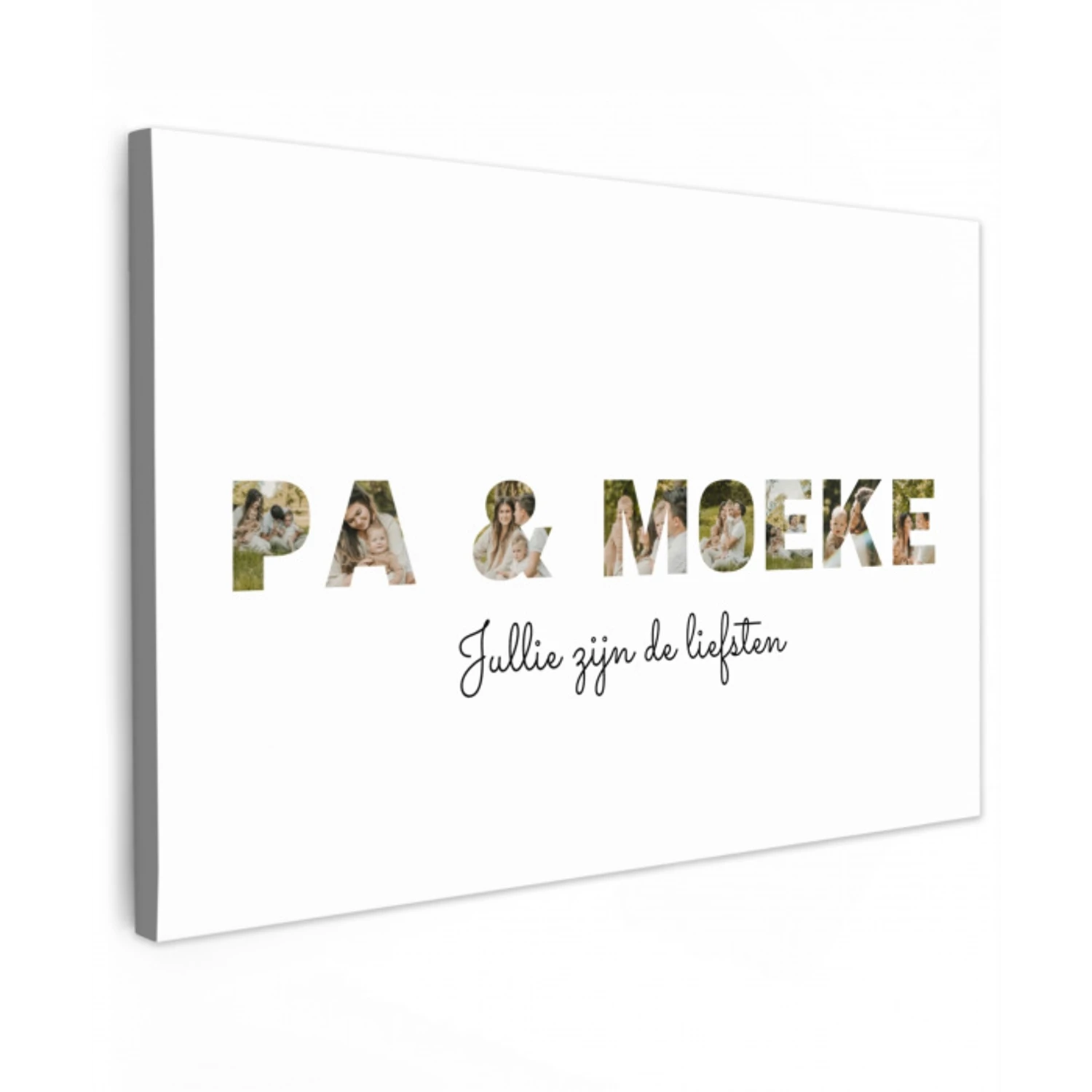 Pa & Moeke - Lettercollage Tuinposter op houten frame 2 cm dik klein -3d