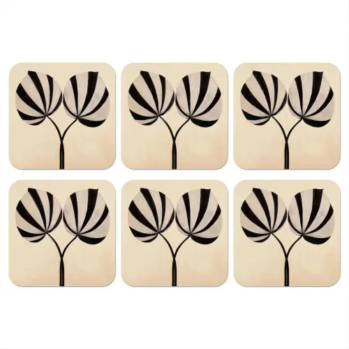 Bladeren - Gestreept - Stengel - Beige onderzetter kurk middel -3d