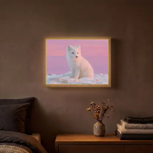 Poolvos - Sneeuw - Roze Light Box met batterij (Wandlamp) middel -sfeer4