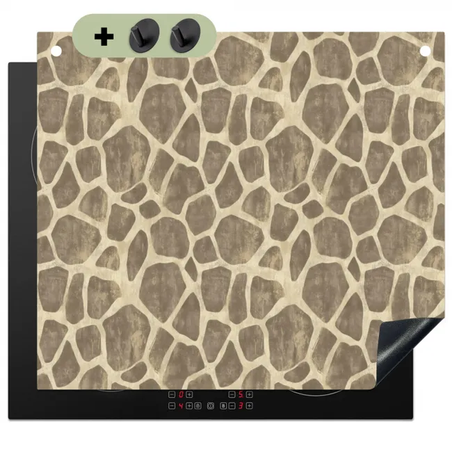 Inductiebeschermer & spatscherm (2in1) - Giraf - Patroon - Beige - Bruin