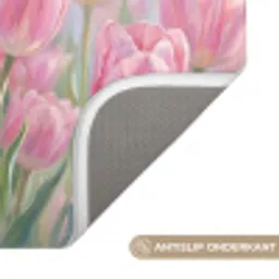 Tulpen - Veld - Lente - Roze Badmat klein -USP_AntislipNL