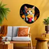 Kat - Eten - Patat - Graffiti - Abstract Wandcirkel Organisch Aluminium middel -sfeer4