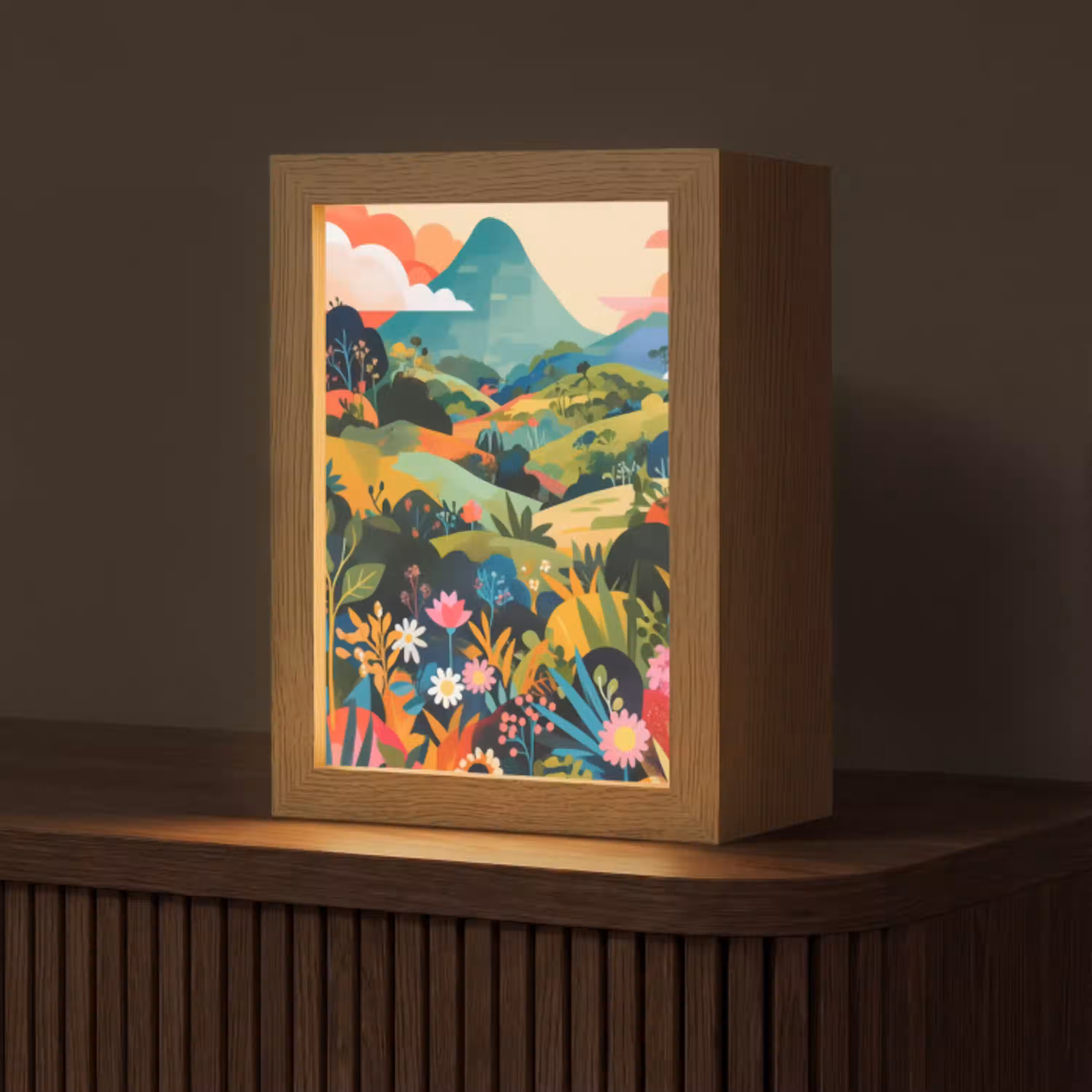 Zonlicht - Heuvels - Wolkenlucht Light Box met kabel (Tafellamp) klein -z3d_website
