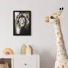 Leeuw - Portret - Verfspatten - Grijs fotolijst zwart zonder passe partout klein -usfeer4_kinderkamer