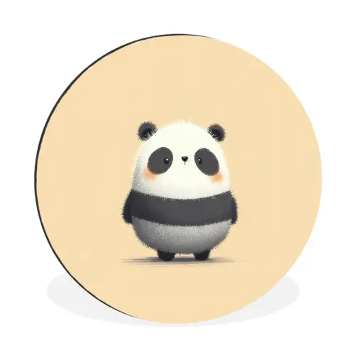 Panda - Beige - Minimalistisch Wandcirkel aluminium klein -3d
