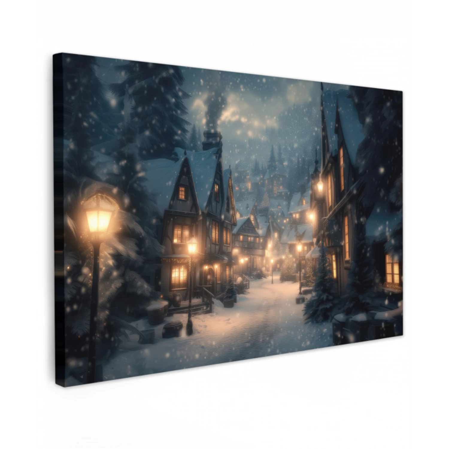 Winterdorp - Sneeuw - Donker canvas 2cm klein -z3d