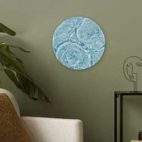 Water - Blauw - bubbels Akoestische PET Vilt - Rond klein -sfeer2