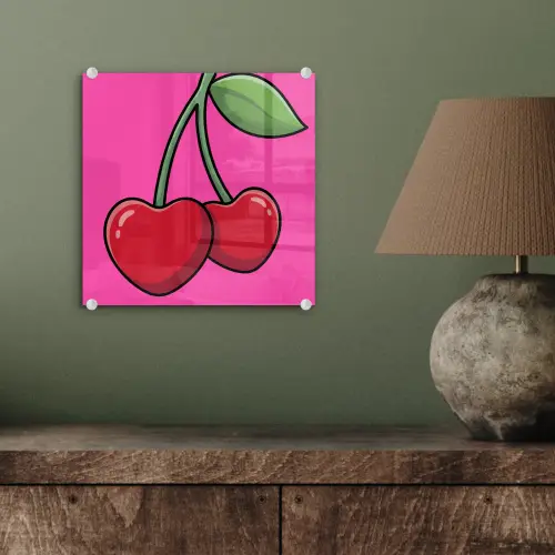 Kers - Roze - Fruit plexiglas 5mm klein -sfeer3