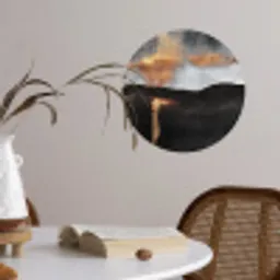 Abstract - Gold - Chic - Zwart - Grijs Wandcirkel behangsticker klein -sfeer3