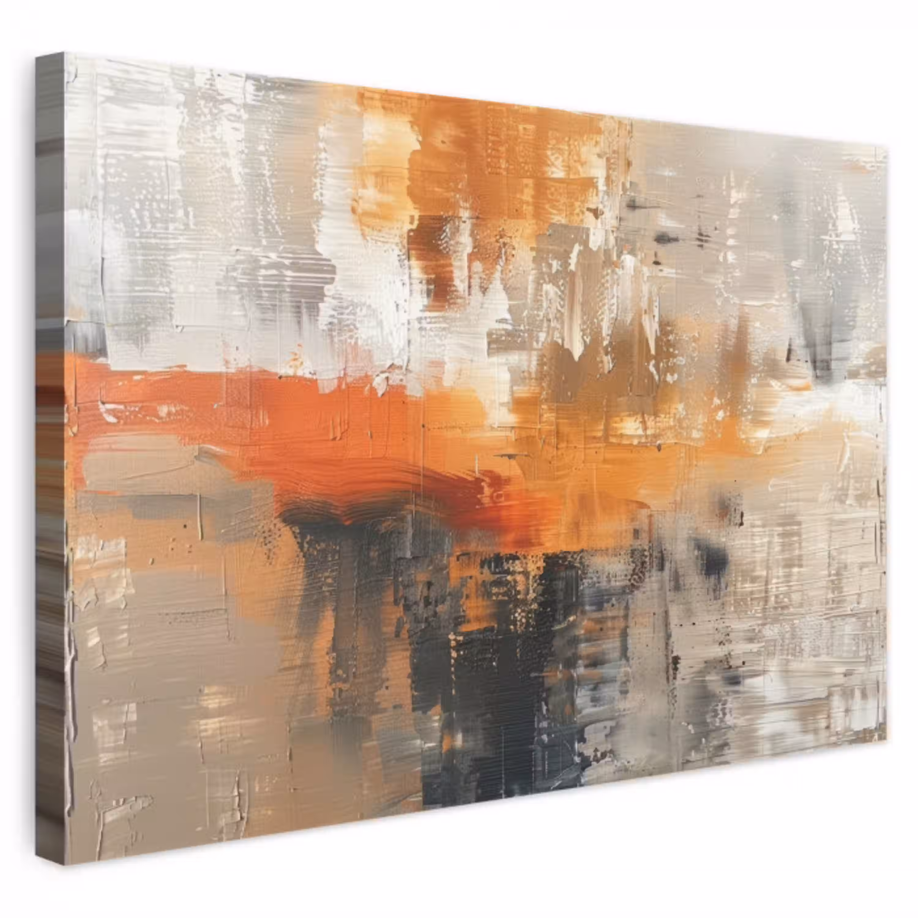 Moderne kunst - Abstract - Goud - Grijs canvas 2cm klein -3d