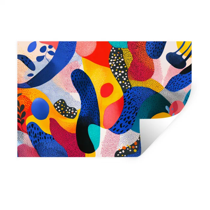 Vormen - Abstract - Stippels - Blauw Muursticker klein -3d