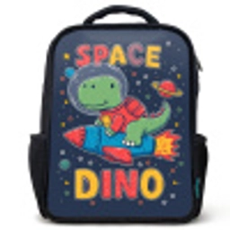 Dino - Raket - Kleurrijk Rugzak - Zwart middel -3d