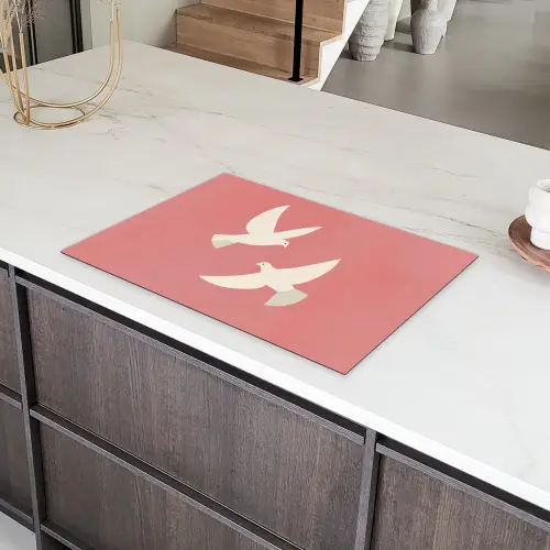 Duiven - Wit - Sierlijk Inductie beschermer vinyl 3mm klein -sfeer8