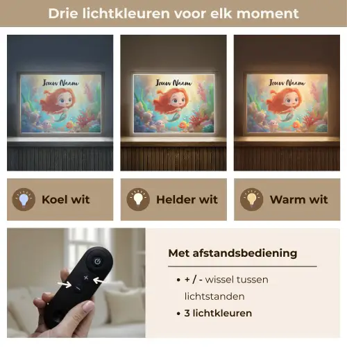 Zeemeermin - Vissen - Koraal Light Box met batterij (Wandlamp kind) middel -USP_lichtkleurNL